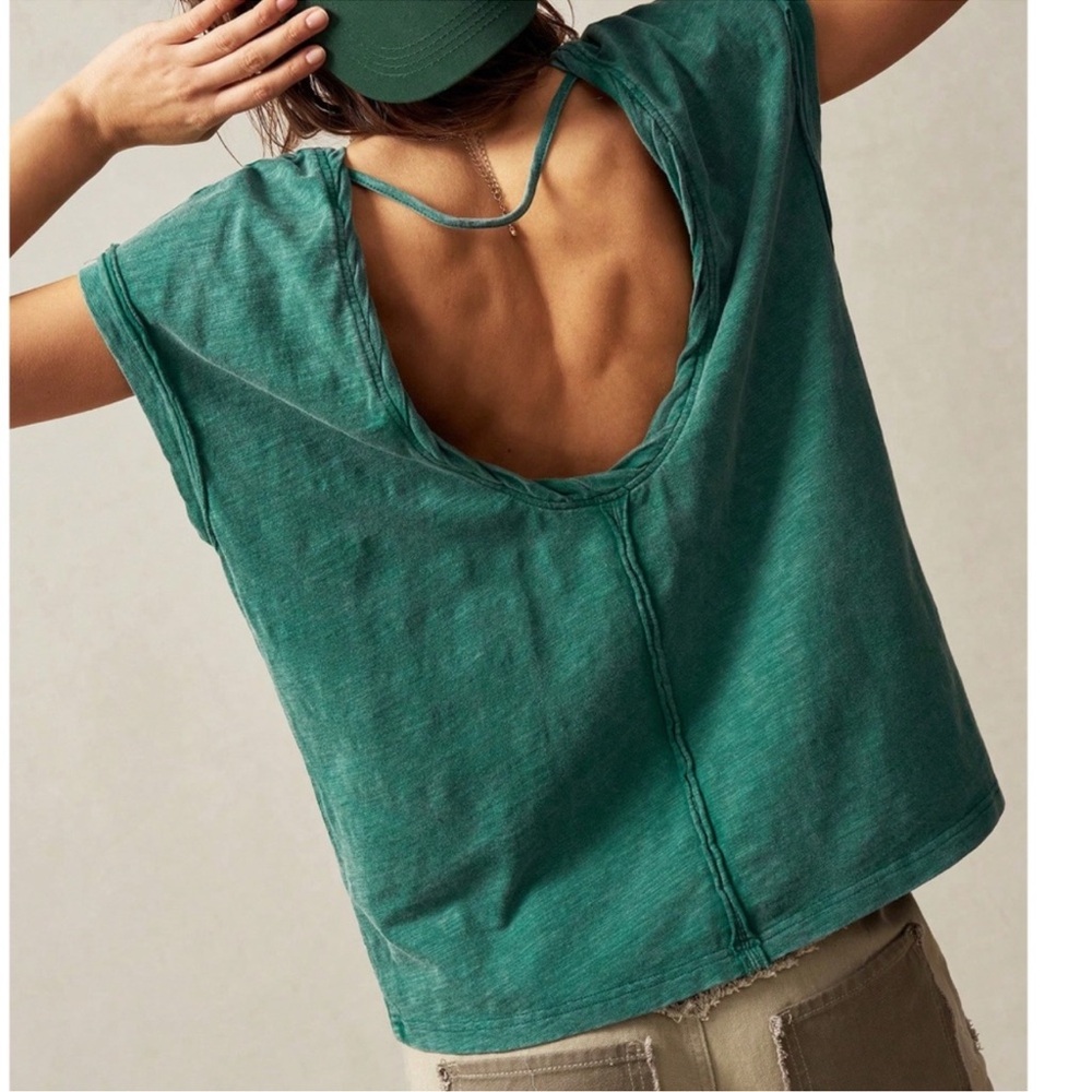 Boho Solid Reverse Stitch Open Back Cotton Loose … - image 4